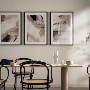 Brown Black Abstract Art Prints· Set of 3 Prints · Gallery Wall Set, Neutral Wall Decor, 3 Piece Wall Art, Japandi Decor, Wabi Sabi Wall Art