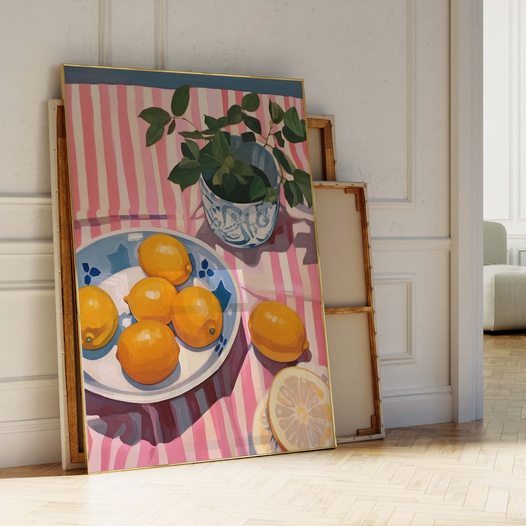 Oranges Wall Art Print, Colorful Wall Art, Painting, Kitchen Wall Decor, Dining Room, Large