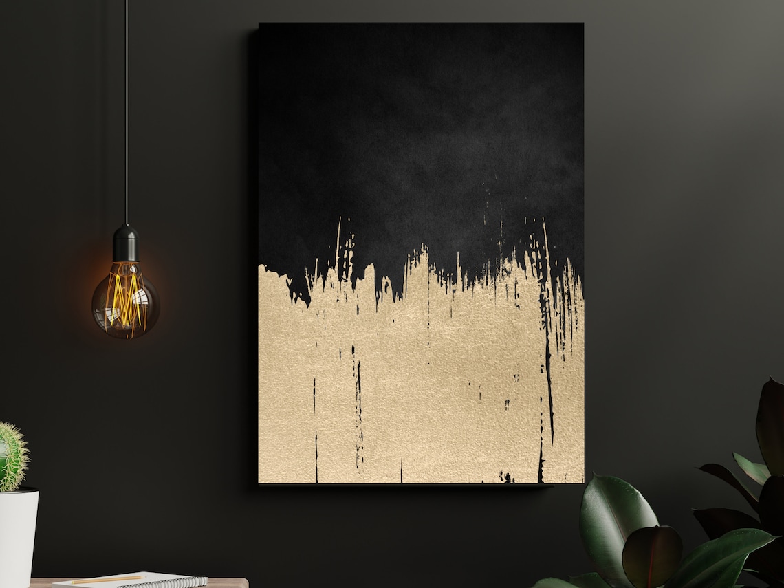 Black and Gold Wall Art Abstract Wall Art Large Wall Art Etsy