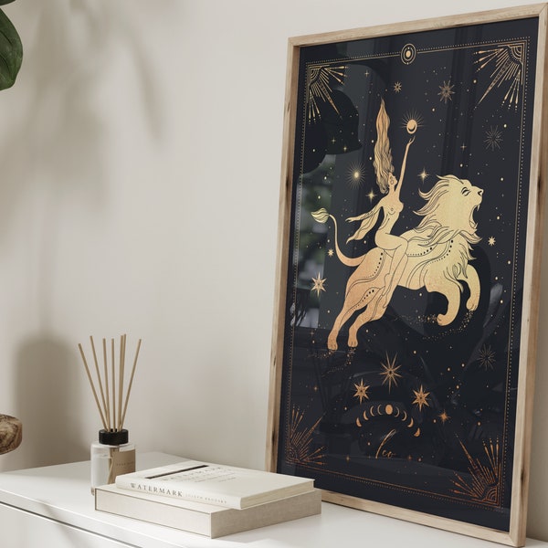 Leo Zodiac Art Print Black and Gold · Leo Gifts · Zodiac Print · Astrology Wall Art, Birthday Gift, Best Friend Gift, Room Decor Leo Poster