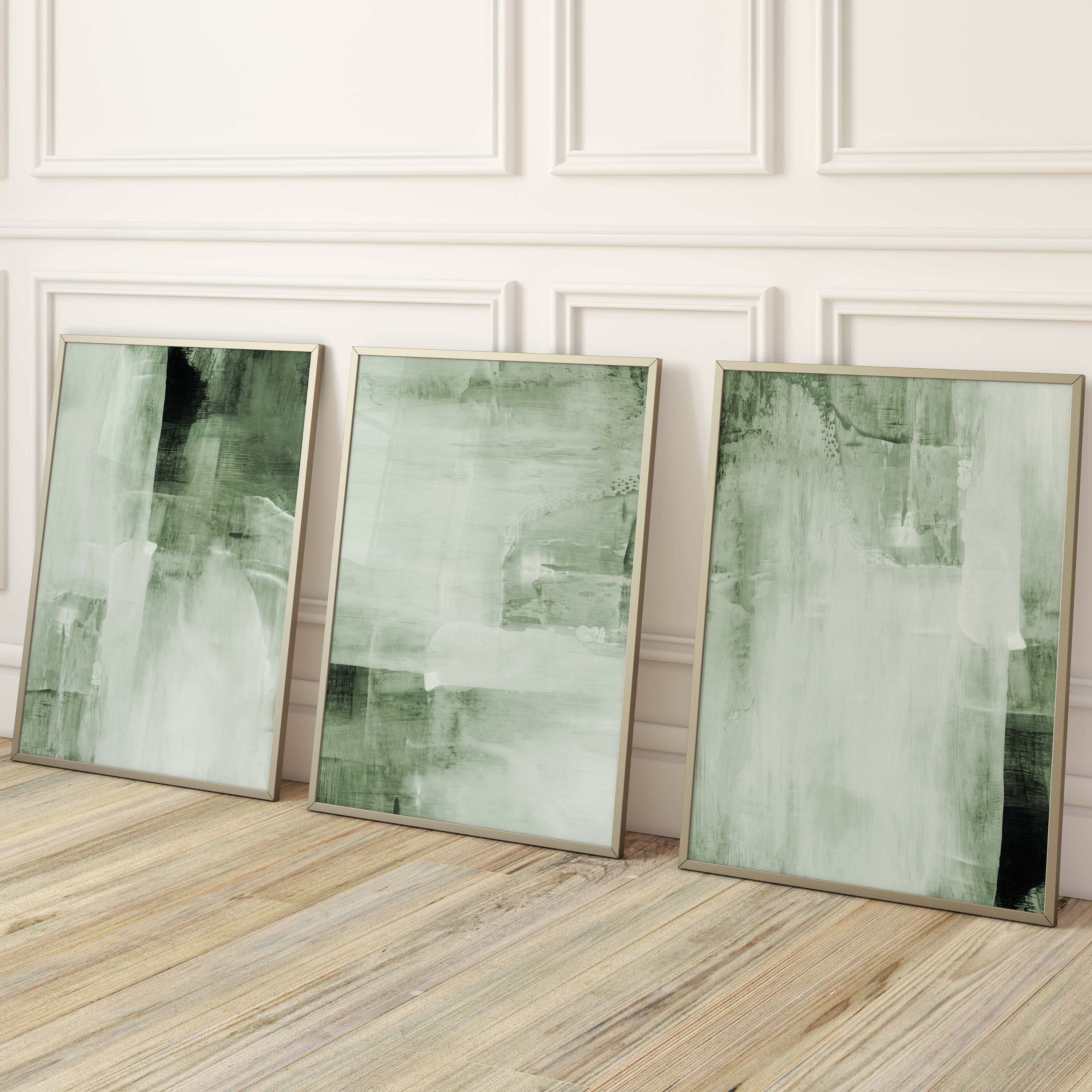 Sage Green Abstract Wall Art Prints, Set of 3 Prints, Abstract Art ...