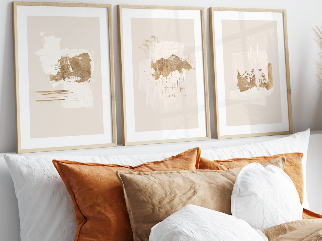 Beige and Gold Wall Art · Set of 3 Prints · Abstract Art, Minimalist ...
