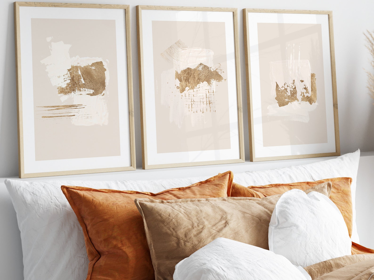 Beige and Gold Wall Art · Set of 3 Prints · Abstract Art, Minimalist ...