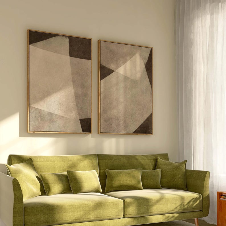 Wabi Sabi Framed Canvas Wall Art, Set of 2 Neutral Abstract Prints ...