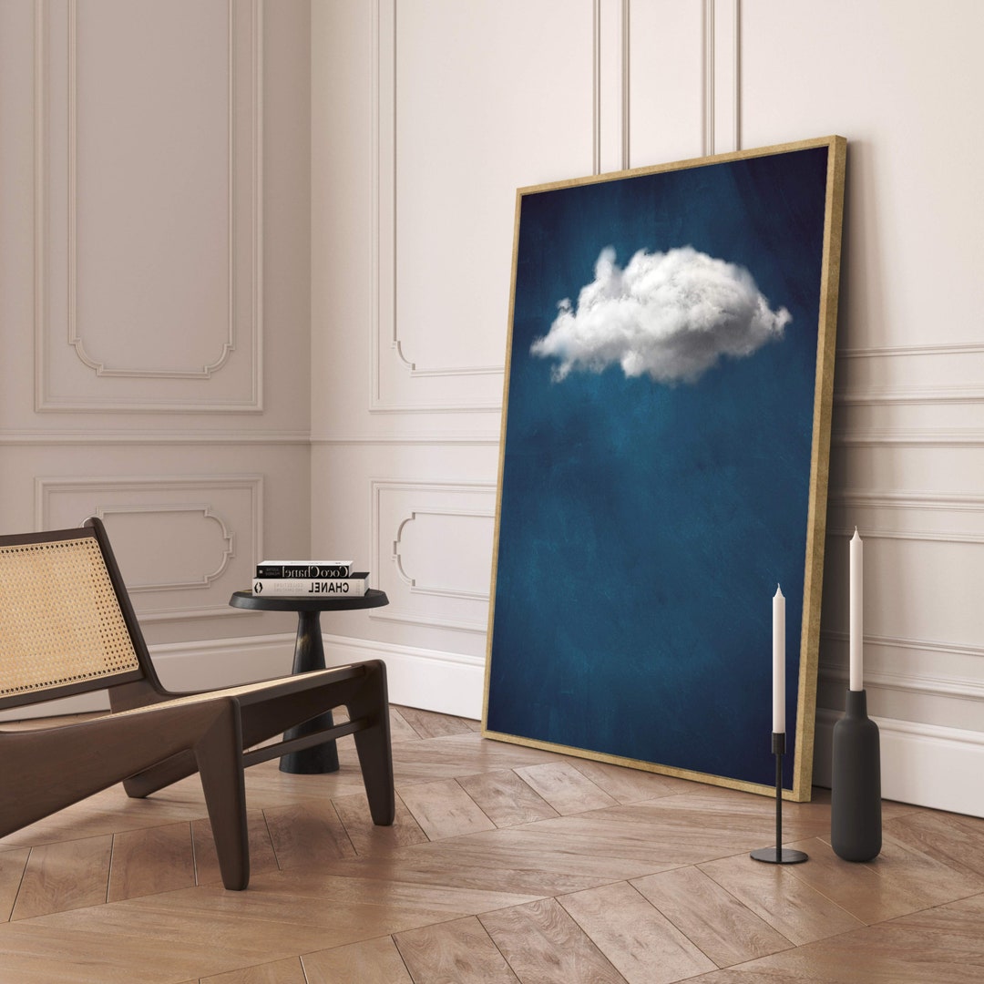 Navy Blue Cloud Wall Art Framed, Canvas Art Print, Giclee, Large Wall ...