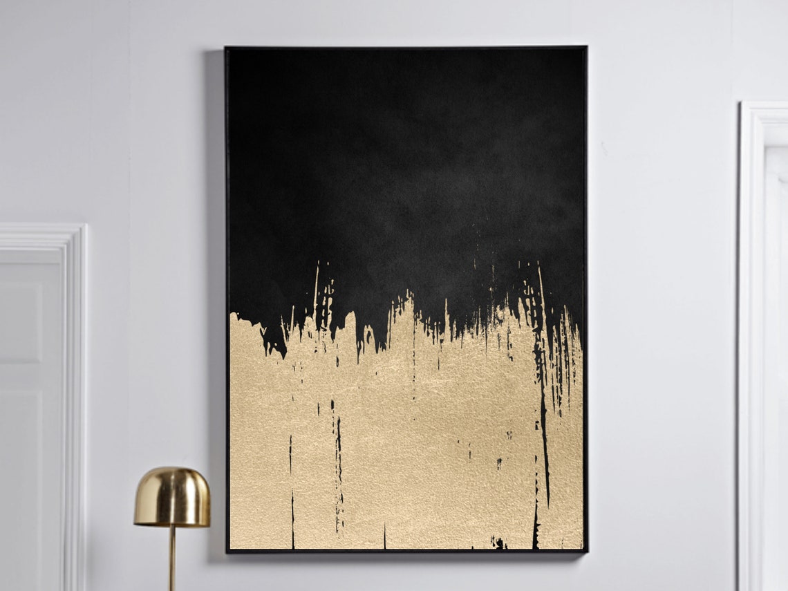 Black and Gold Wall Art Abstract Wall Art Large Wall Art | Etsy