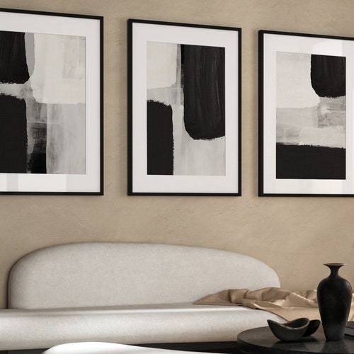 Black Ombre Abstract Wall Art Print Set of 3 Bedroom Art - Etsy UK