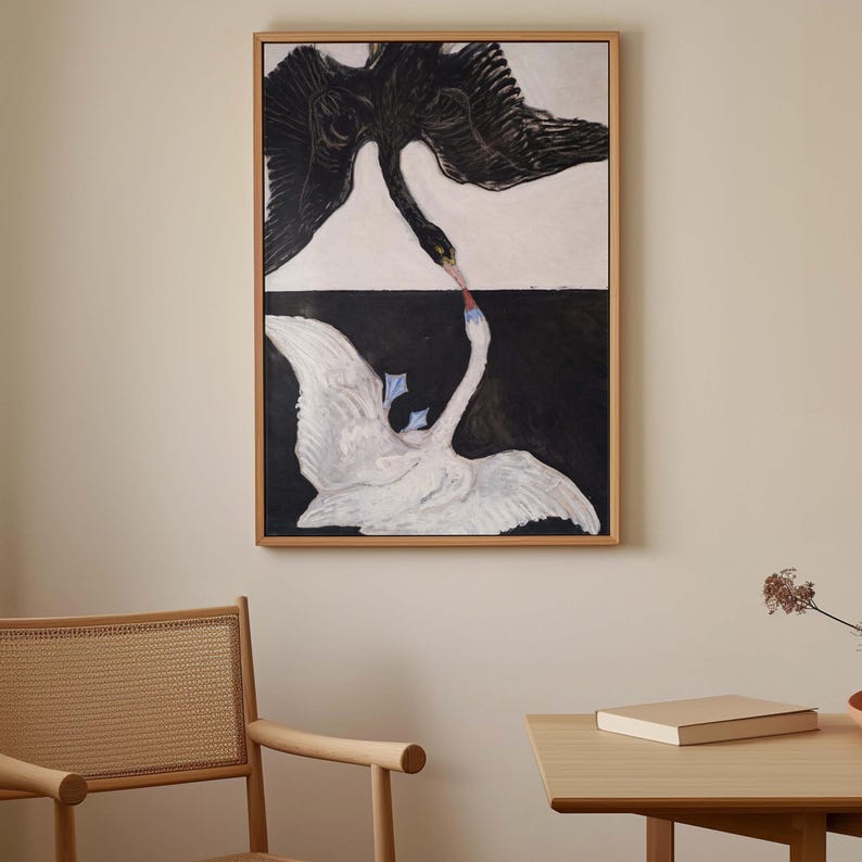 Swans Canvas Wall Art, Hilma Af Klint Print, Horizontal Wall Art, Large