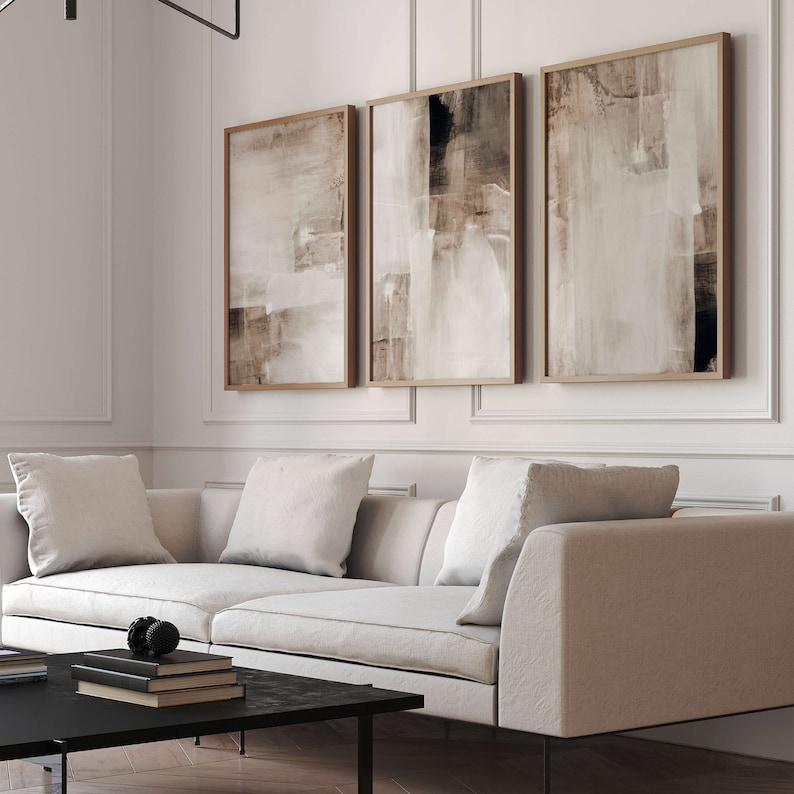 Brown Abstract Set of 3 Prints · Abstract Art · Gallery Wall Set ...