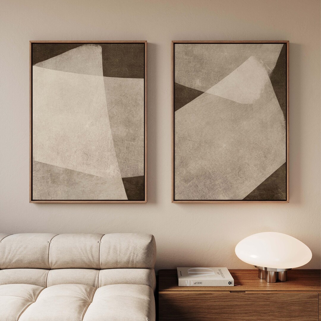 Wabi Sabi Framed Canvas Wall Art, Set of 2 Neutral Abstract Prints ...