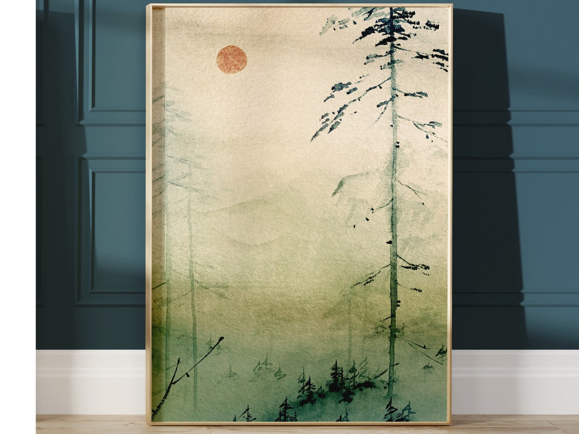Japanese Wall Art · Japanese Art Print · Japandi Decor · mountain Wall ...