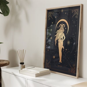 Aries Wall Art Print · Aries Gifts · Zodiac Print · Black and Gold Decor · Astrology Wall Decor, Birthday Gift, Best Friend Gift, Boho Decor