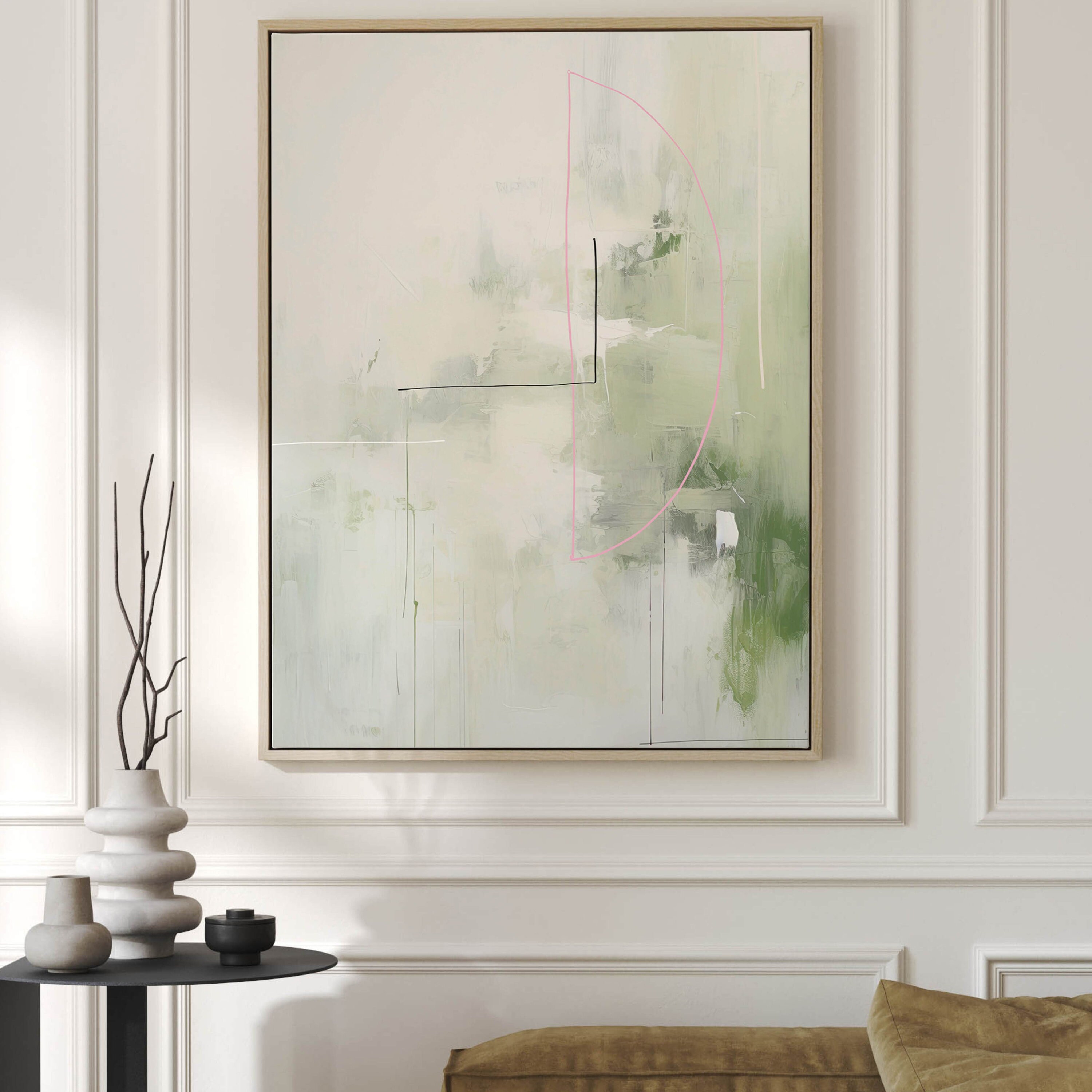 Sage Green Minimalist Canvas Wall Art, Framed Art Print, Large Wall Art ...