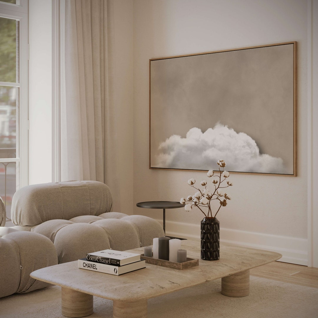 Beige Cloud Canvas Wall Art Print, Neutral Wall Art Framed, Giclée ...