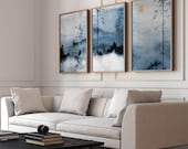 Blue Japanese Wall Art Set of 3 Prints · Japanese Art Print