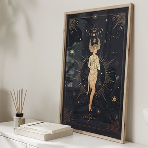 Scorpio Zodiac Print Black & Gold, Scorpio Gift, Star Sign, Astrology Wall Art, Birthday Gift, Best Friend Gift, Scorpio Poster, Wall Decor