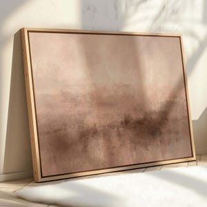 Terrakotta Landschaft Leinwand Wandkunst, Horizontale gerahmte Kunst, Extragroße Wohnzimmer Dekor, Rost Braun Wabi Sabi Wandkunst, Zen Schlafzimmer Kunst