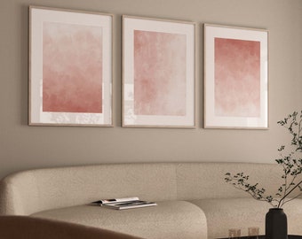 Blush Pink Set of 3 Prints · Raspberry Blush Wall Art · Abstract Art · Gallery Wall Set · Living Room Decor, Bedroom Decor, Japandi, Calming