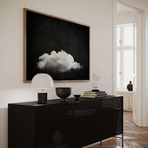 Black Cloud Print · Minimalist Wall Art · Cloud Poster · Abstract Art · Landscape Wall Art · Above Bed Decor · Bedroom Living Room, Surreal