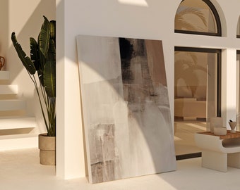 Celestdeco Set Quadri Astratti Su Tela Con Cornice - Motivo Geometrico Neutro - 40x60 Cm - Per Soggiorno, Camera, Ufficio