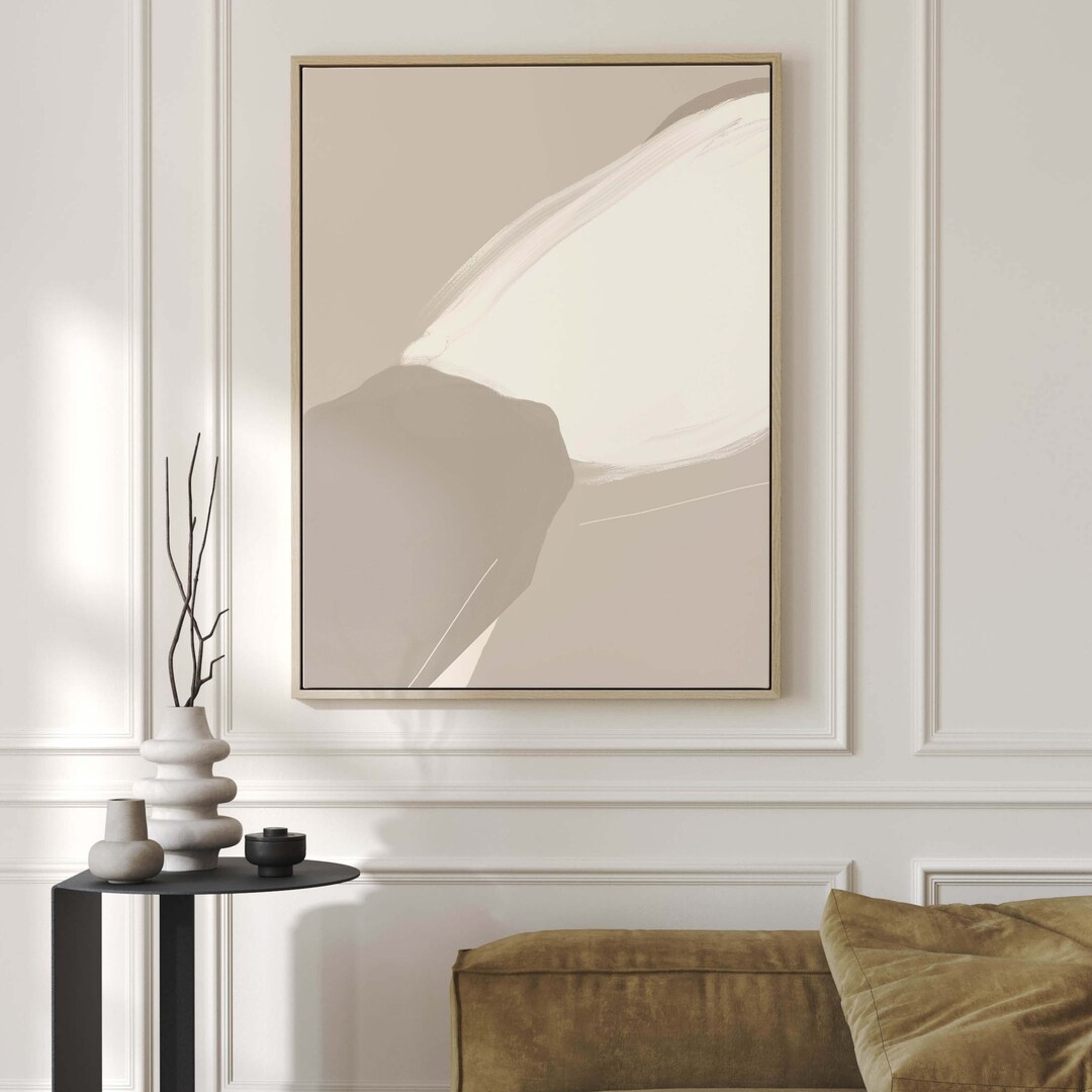 Neutral Minimalist Canvas Wall Art Framed, Art Print, Giclée, Large ...