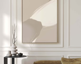 Neutral Minimalist Canvas Wall Art Framed, Art Print, Giclée, Large Wall Art, Living Room Decor, Painting, Abstract, Olive, Modern, Bedroom