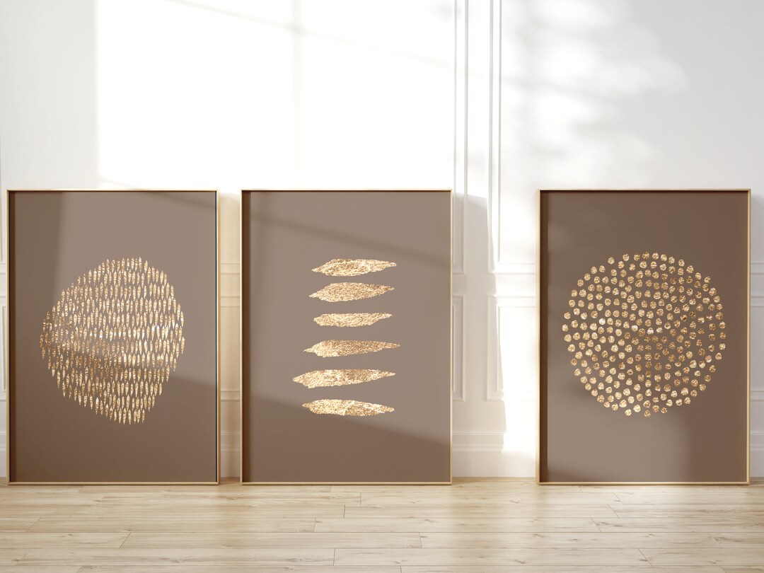 Beige and Gold Wall Art Set of 3 Prints Abstract Art - Etsy