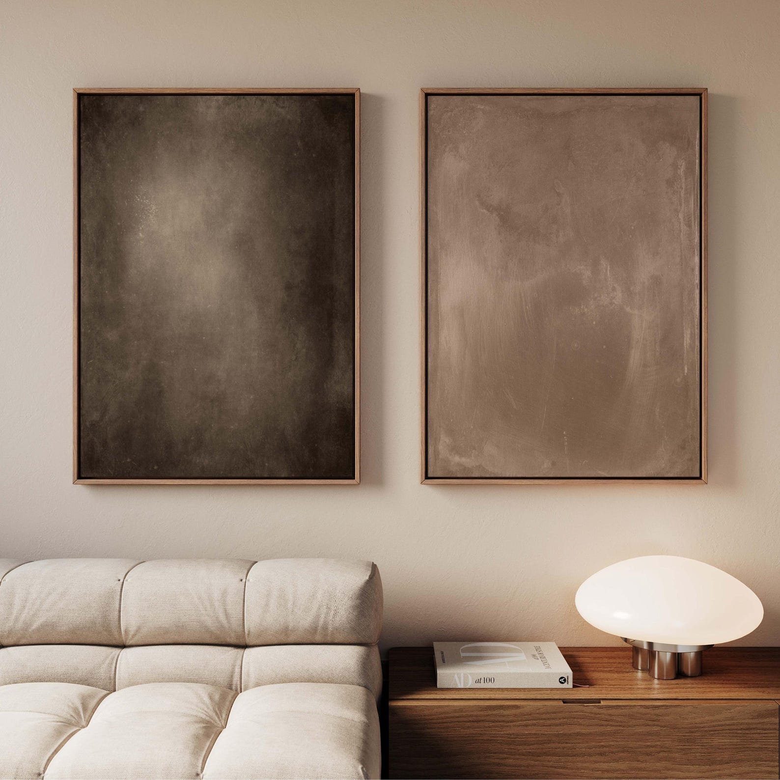 Dark Brown Wabi Sabi Canvas Wall Art Set, Large Neutral Wall Art ...