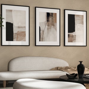Set of 3 Prints Black Brown, Abstract Art, Living Room Decor, Bedroom Decor, Neutral Wall Art, Minimalist Wall Art, Gallery Wall Set, Line image 4