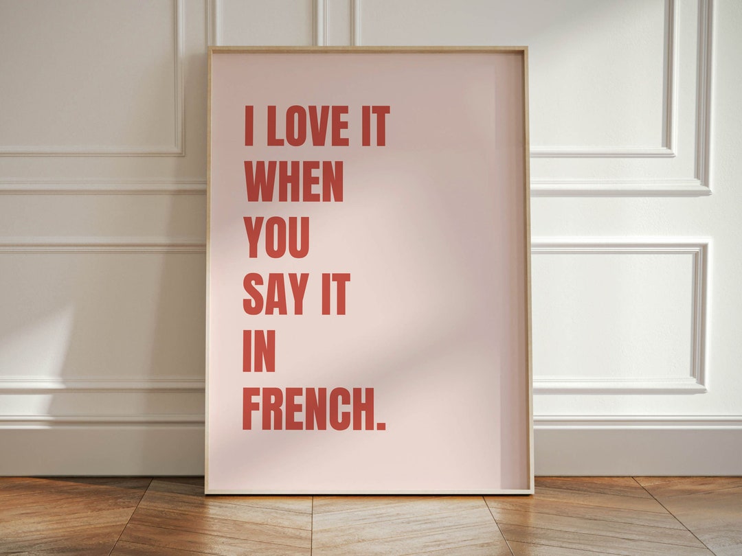 I Love You in French Art Print · Pink and Red Wall Art · Pop Art