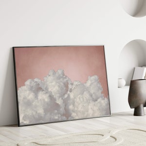 Horizontal Blush Cloud Wall Art Print, Pink, Minimalist, Landscape, Above Bed Decor, Wall Decor Above the Bed, Bedroom Living Room, Nursery
