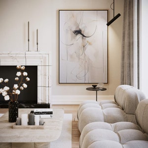 Neutral Minimalist Canvas Wall Art, Abstract Art, Japandi Art, Framed Art, Large Wall Art, Living Room Decor, Bedroom, Home Decor, Wabi Sabi