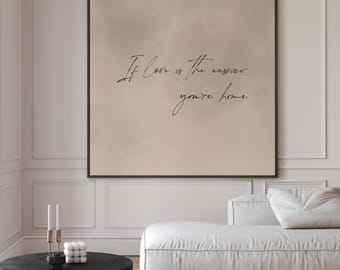 Neutral Minimalist Canvas Wall Art, If Love is the Answer You&#39;re home, Square Floating Frame Wall Art, Large Wall Art, Couples Gift, Framed