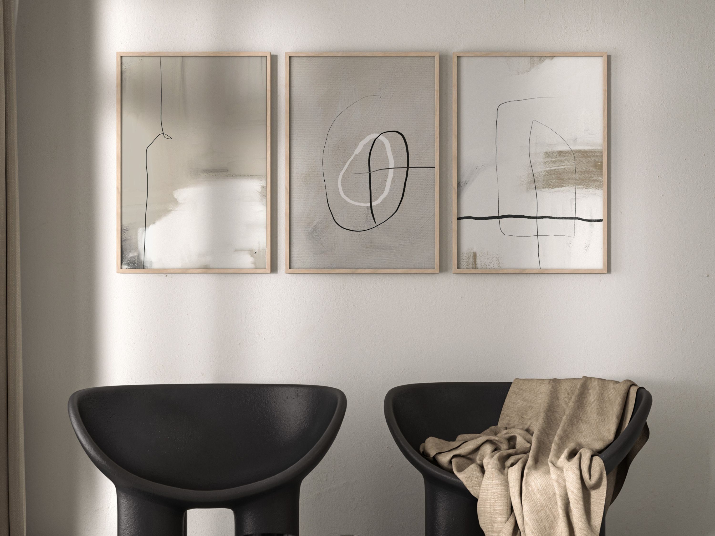 Neutral Minimalist Wall Art Prints, Set of 3 Prints, Beige Greige ...