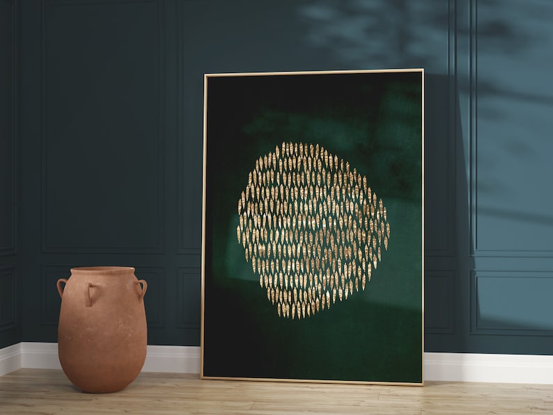 Emerald Green and Gold Wall Art Set of 3 Prints Abstract Etsy UK