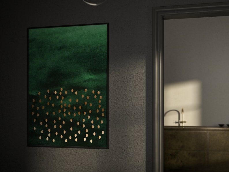 Emerald Green and Gold Wall Art Print Abstract Art Emerald Etsy UK