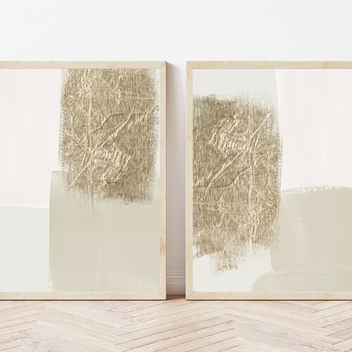 Black and Gold Abstract Art Set of 2 Prints Neutral Wall Art Etsy UK