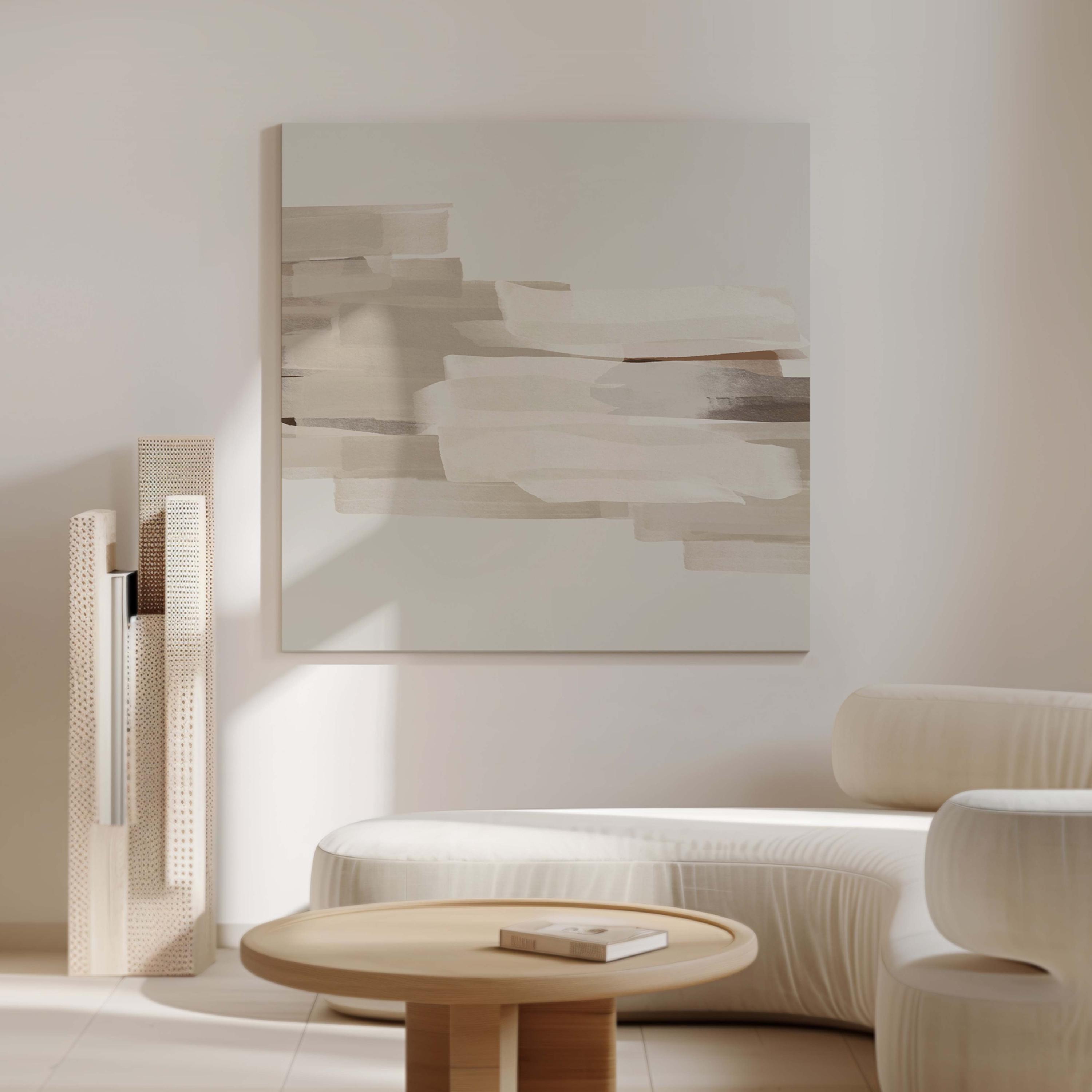 Neutral Abstract Canvas Wall Art, Square Print, Beige Painting, Large ...
