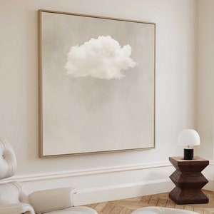 Cloud Nursery Canvas Wall Art, Neutral Playroom Decor, Above Crib Art, New Baby Gift, Nursery Decor, Minimalist, Large Wall Art, Framed Art