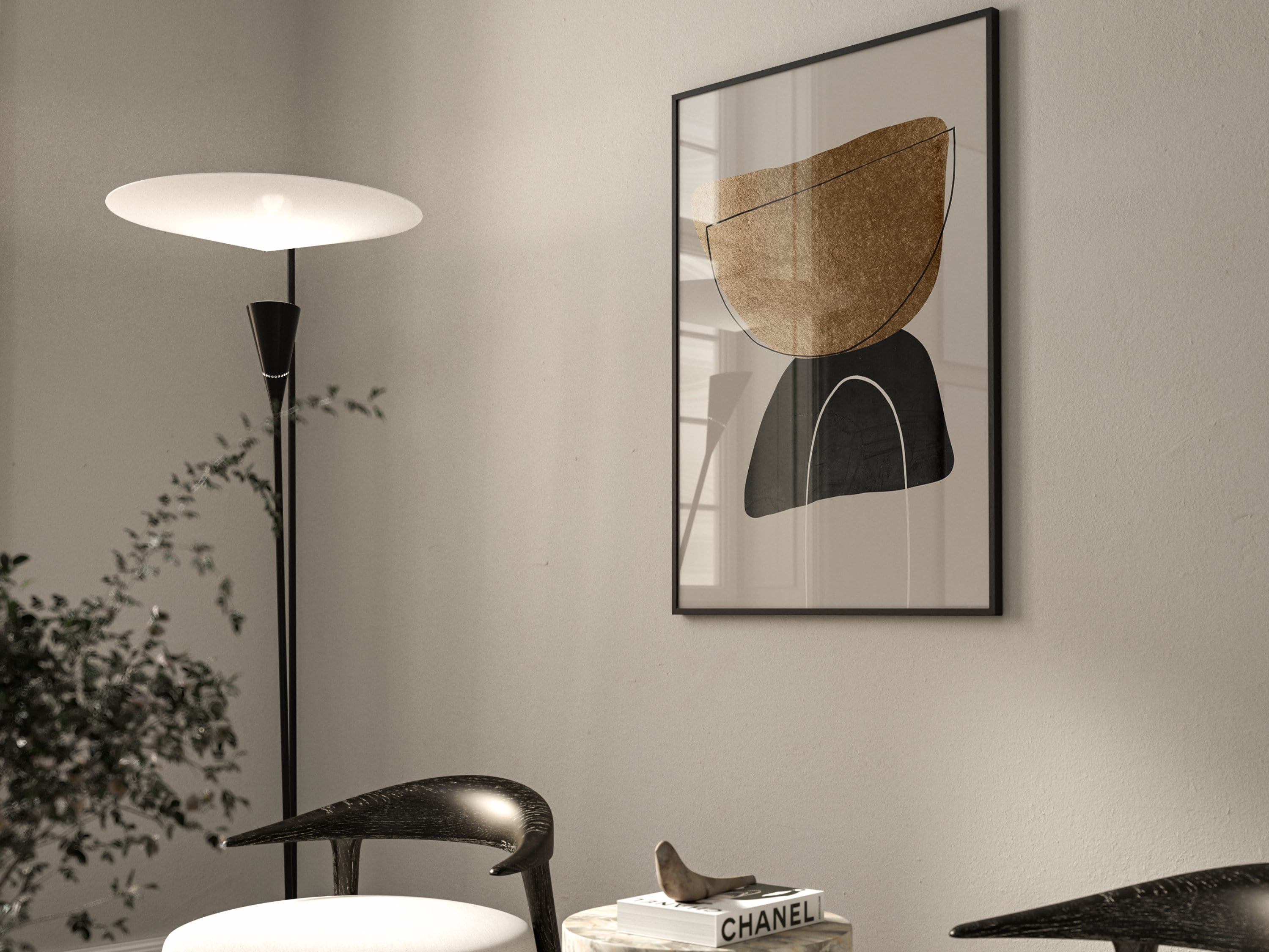 Black and Gold Abstract Set of 3 Prints Mid Century Modern - Etsy