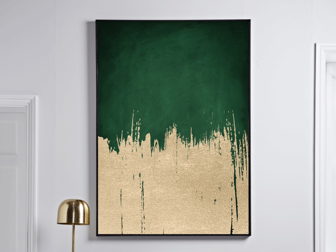 Green and Gold Wall Art Abstract Art Large Wall Art Gold Etsy