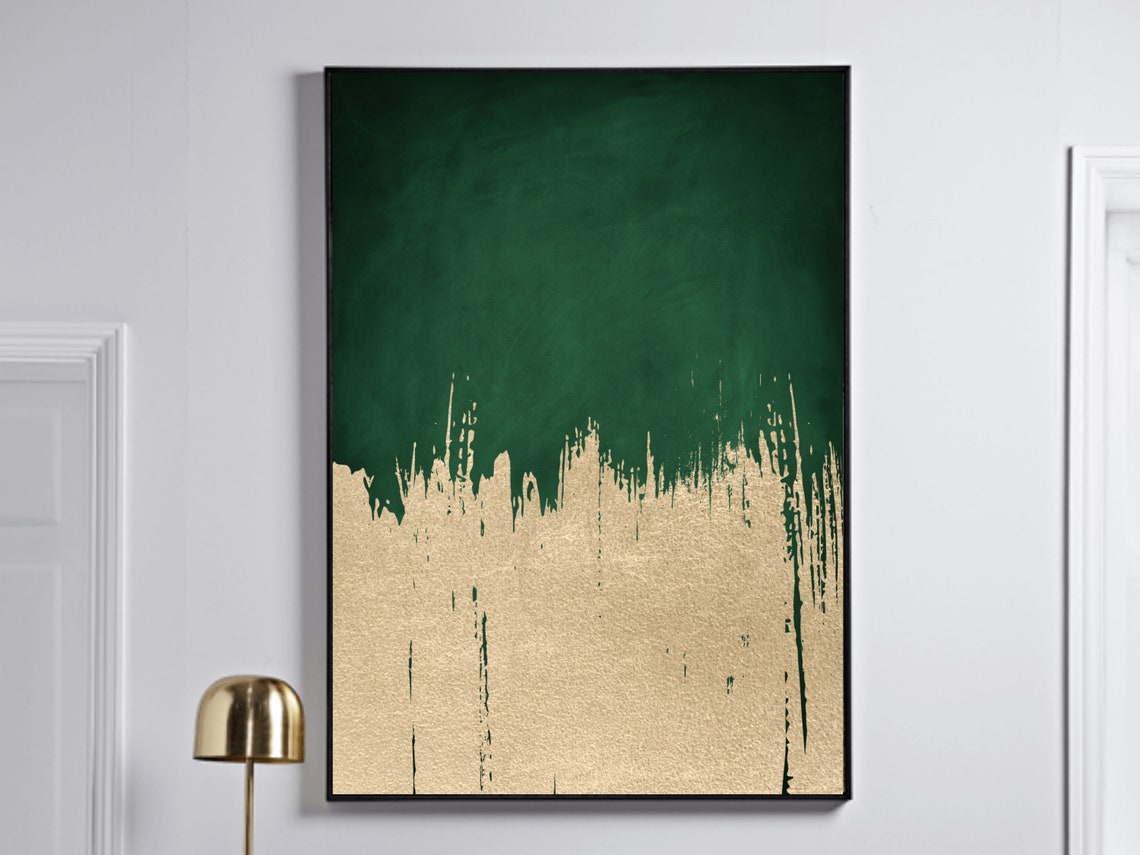 Green and Gold Wall Art Abstract Art Large Wall Art Gold Etsy