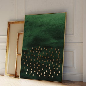 Smaragdgrün und Gold Wandkunst, Abstrakte Kunst, Smaragdgrün Dekor, Maximalist Dekor, Wohnzimmer, Modern Minimalistisch, Aquarell