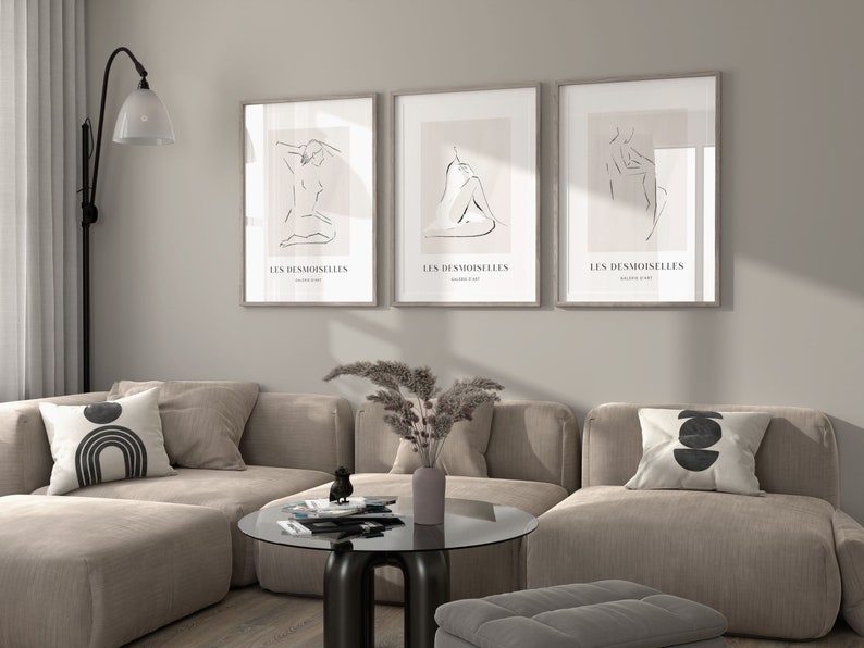 Female Line Drawing Wall Art, Set of 3 Prints, Minimalist Wall Art ...