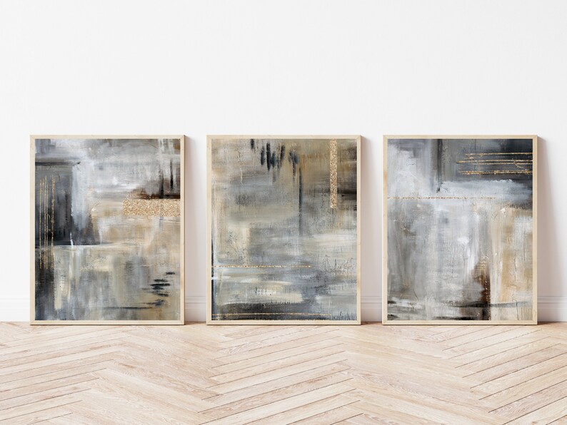 Black Beige and Gold Wall Art Set of 3 Prints Neutral Wall - Etsy