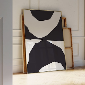 Abstract Wall Art Print, Black aand White, Large Wall Art, Geometric, Modern, Japandi Decor, Trendy, Minimalist Wall Art, Living Room Decor