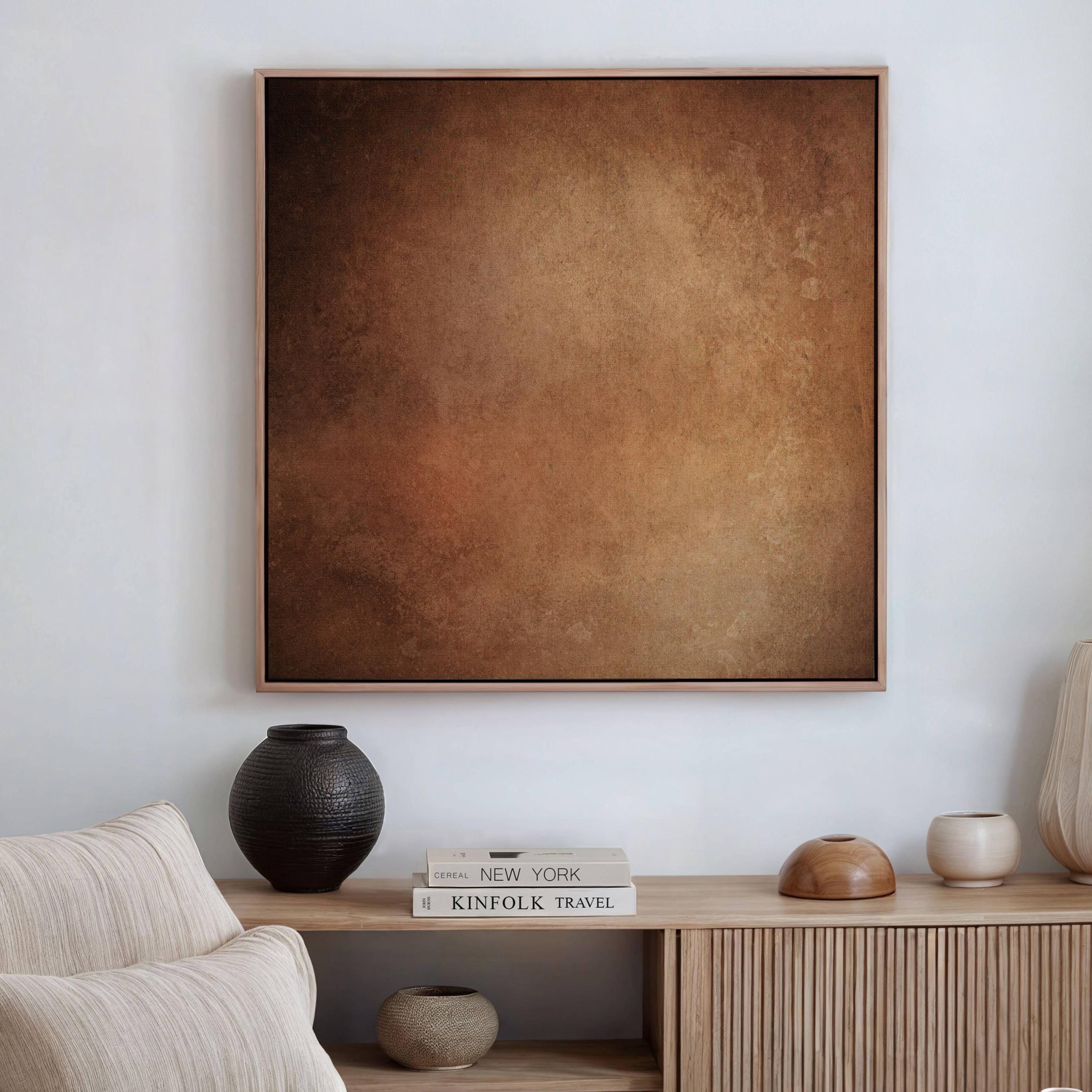 Warm Brown Wabi Sabi Canvas Wall Art, Abstract Square Print, Minimalist ...