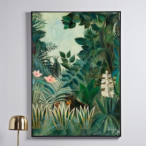 Henri Rousseau Botanical Print The Equatorial Jungle Vintage Poster Emerald Green Wall Art Tropical Art Dark Green Wall Art image 5