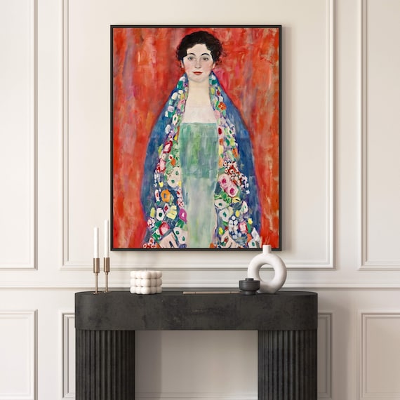 Gustav Klimt Print Framed Canvas Wall Art, Portrait of