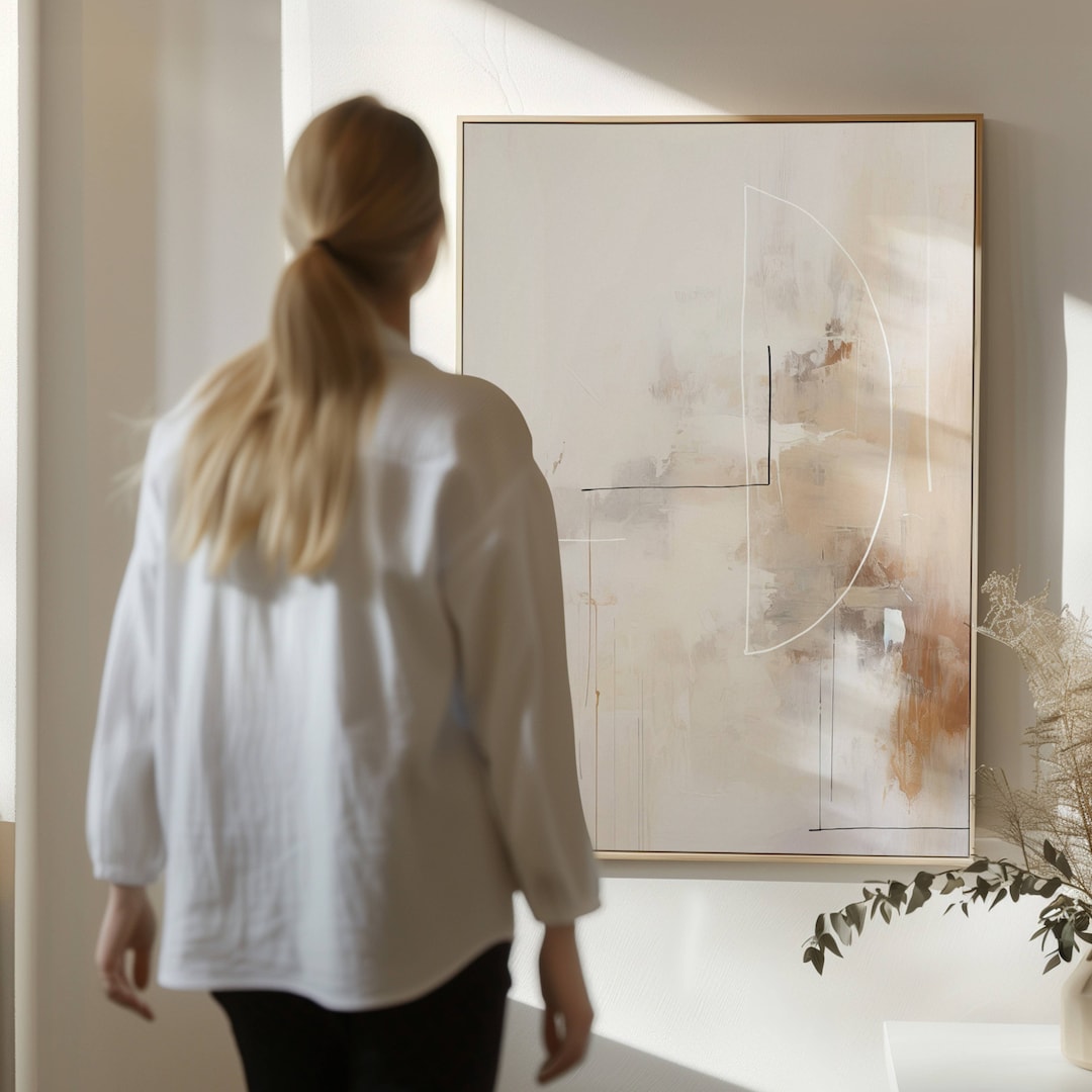 Neutral Minimalist Canvas Wall Art, Framed Art Print, Giclée Large Wall ...